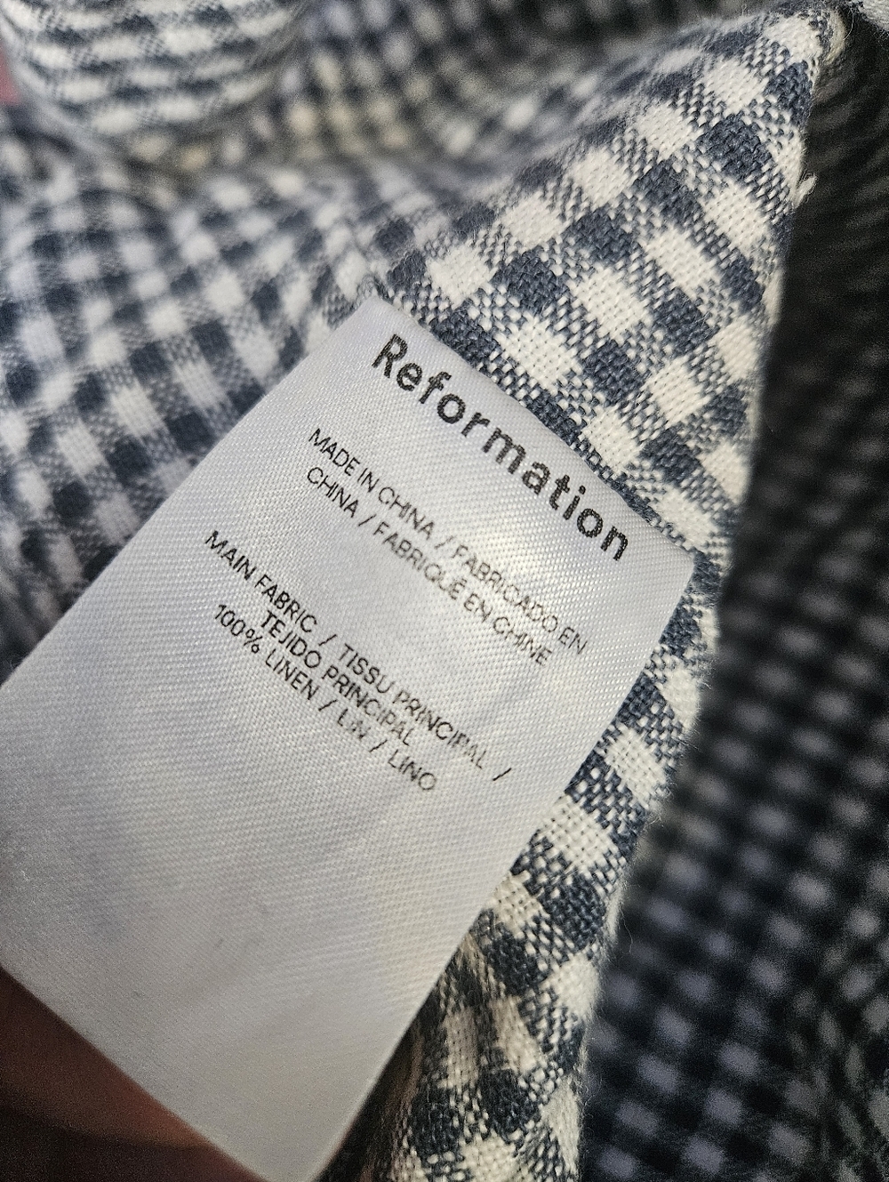 Reformation Gray White Linen Gingham Plaid Cropped Top - Picture 9 of 9